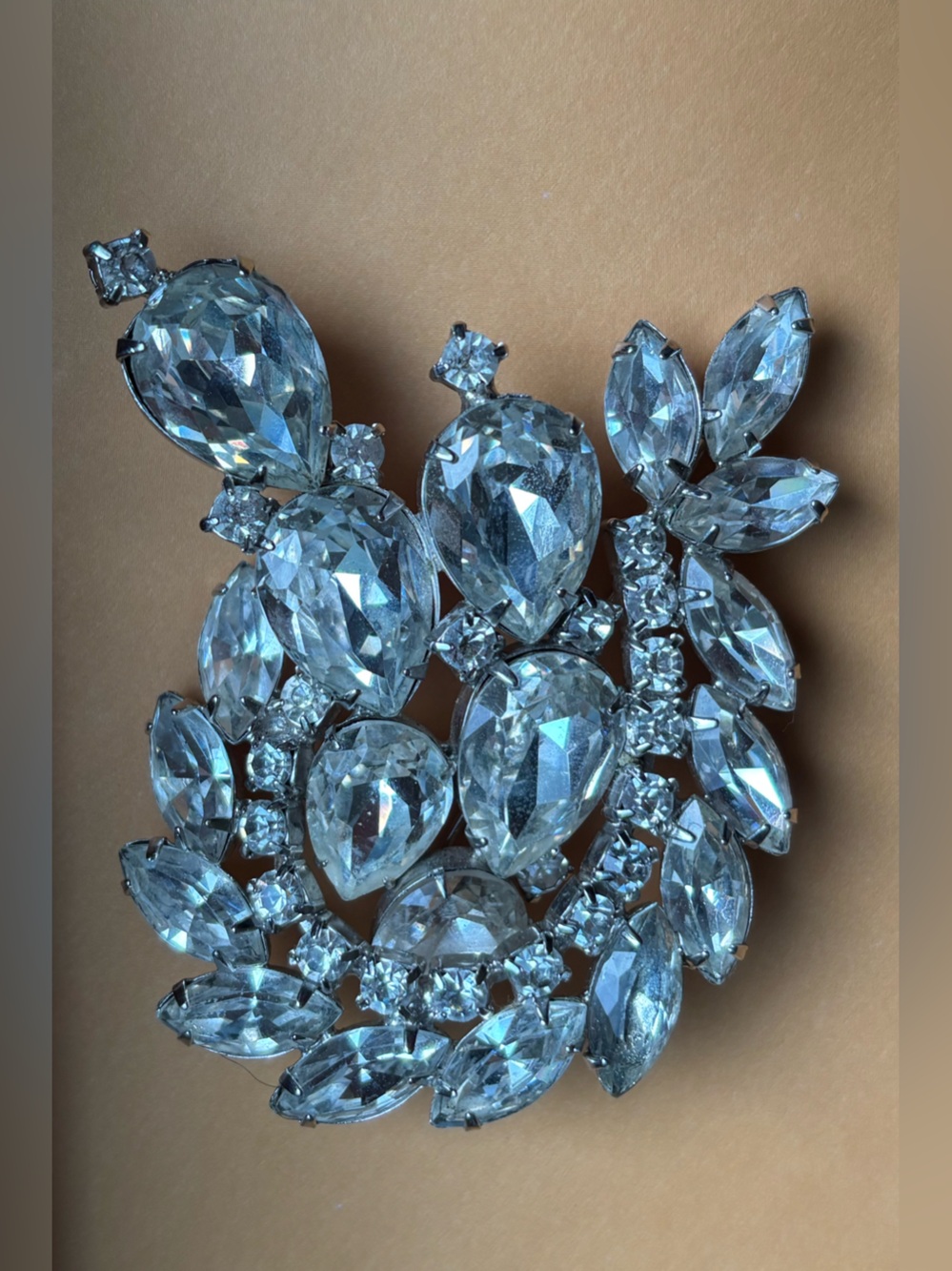 Vintage Kramer Of NY Sparkling Clear Crystal Statement Brooch